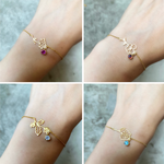 Load image into Gallery viewer, Birthday Flower Bracelet Birthstone and Flower Bracelet