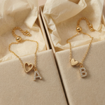 Load image into Gallery viewer, 18k Linked Hearts Bond Initial Bracelets