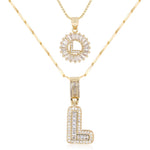 Load image into Gallery viewer, 2pc 14k Diamond Letter Initial Necklaces