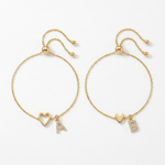 Load image into Gallery viewer, 18k Linked Hearts Bond Initial Bracelets