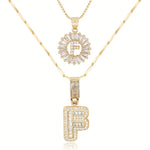 Load image into Gallery viewer, 2pc 14k Diamond Letter Initial Necklaces
