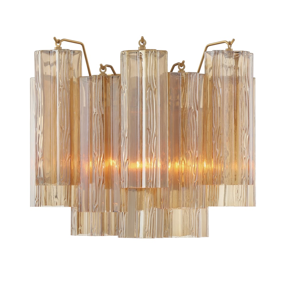 Textured Glass Polished Chrome Finish Wall Light