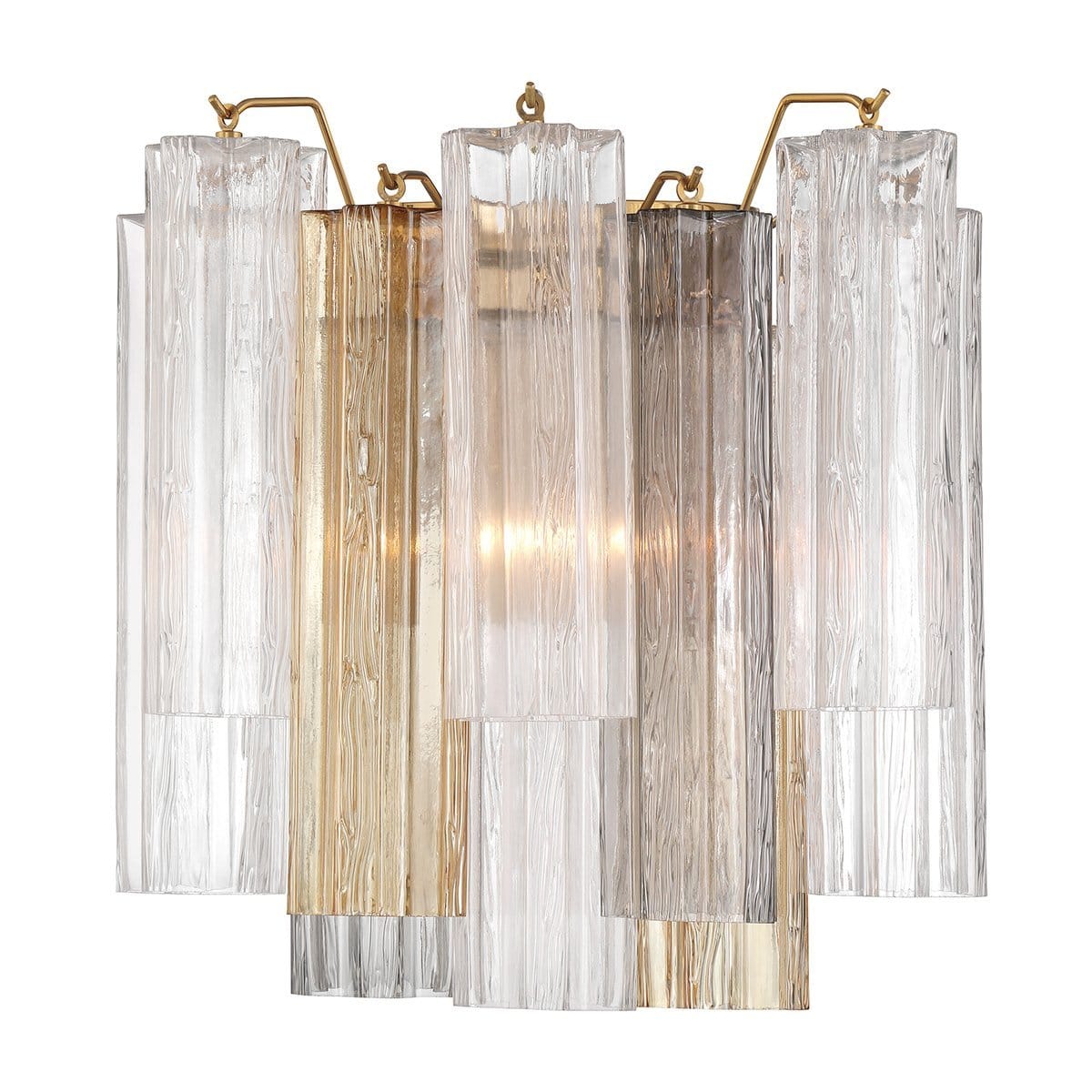 Textured Glass Polished Chrome Finish Wall Light