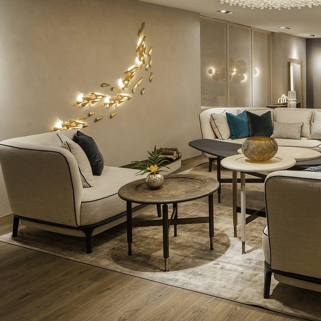 Asymmetrical Metal Brass Finish Wall Lamp