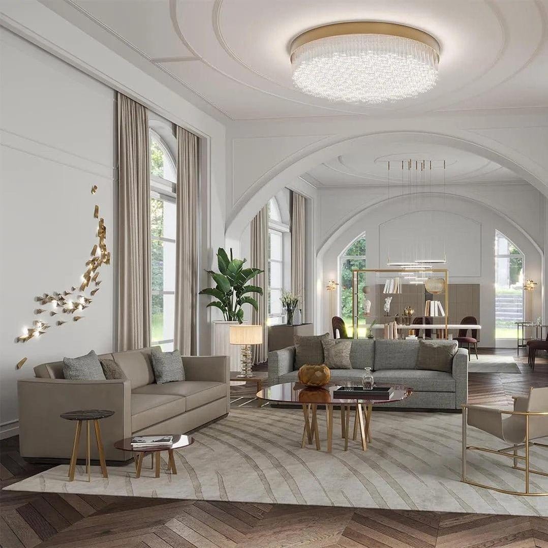 Asymmetrical Metal Brass Finish Wall Lamp