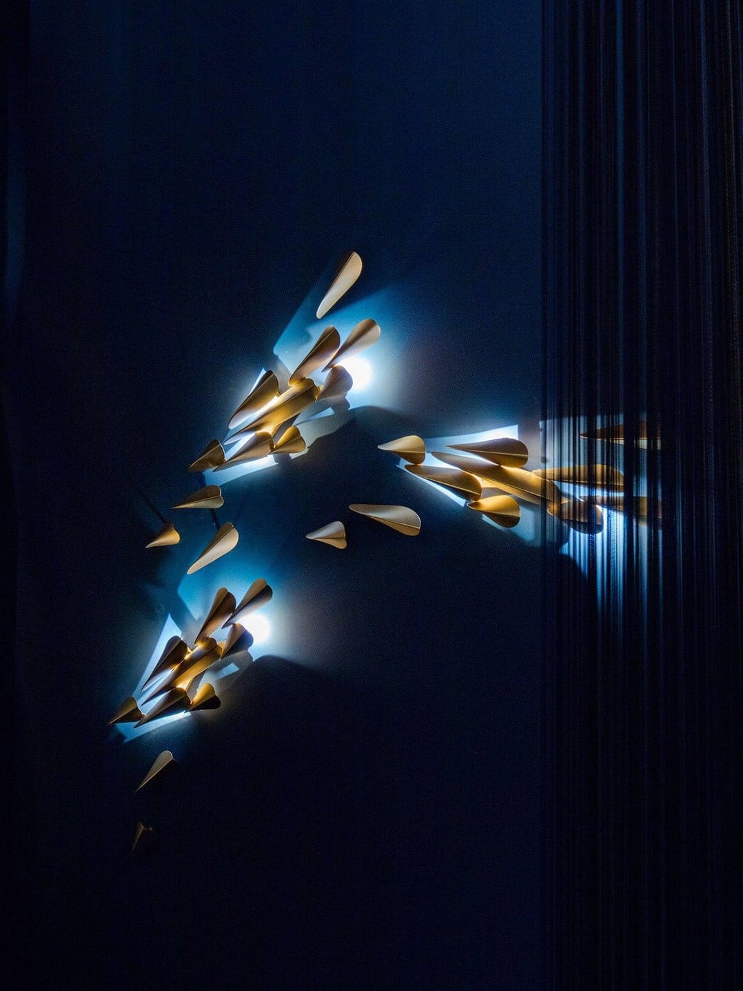 Asymmetrical Metal Brass Finish Wall Lamp