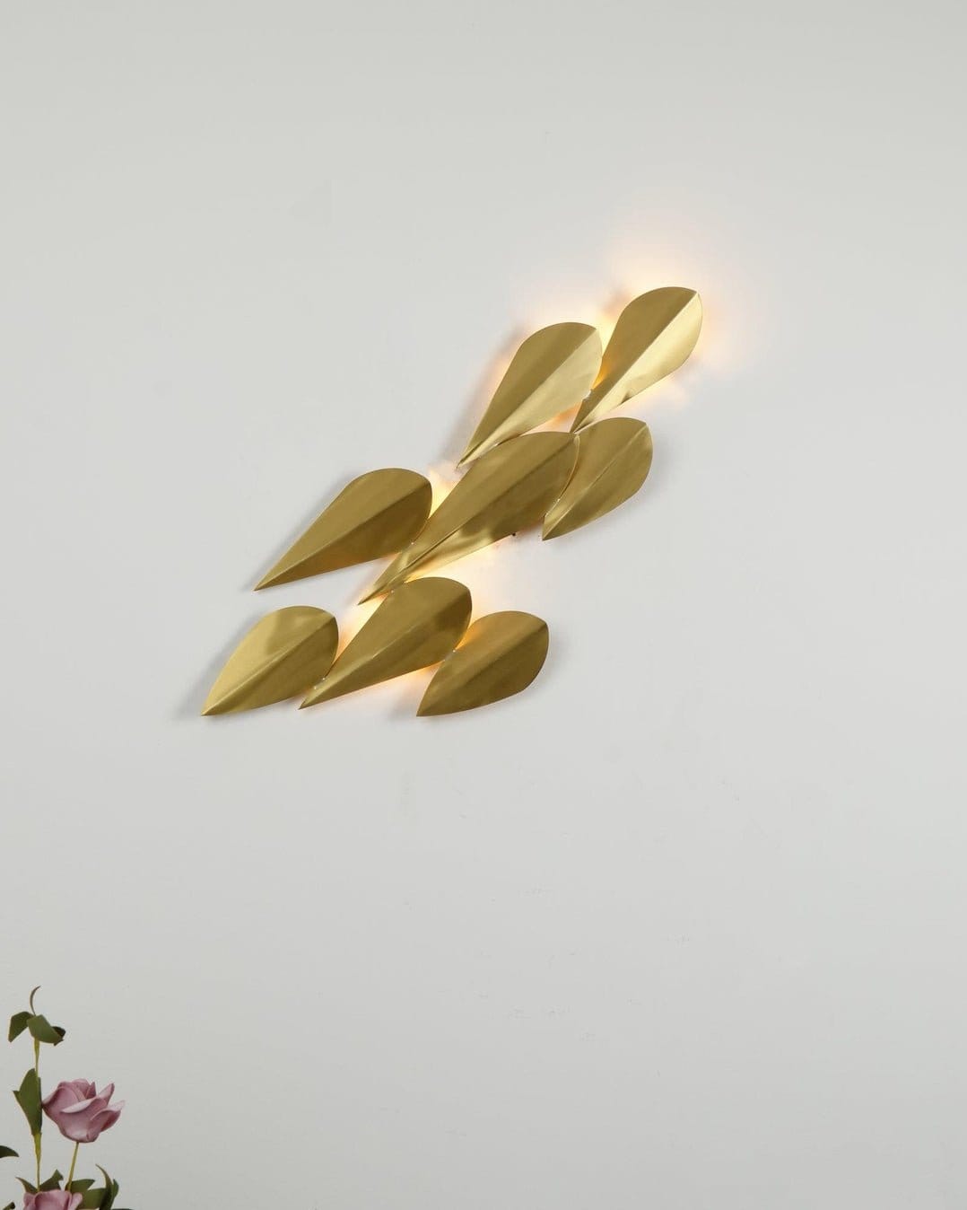 Asymmetrical Metal Brass Finish Wall Lamp