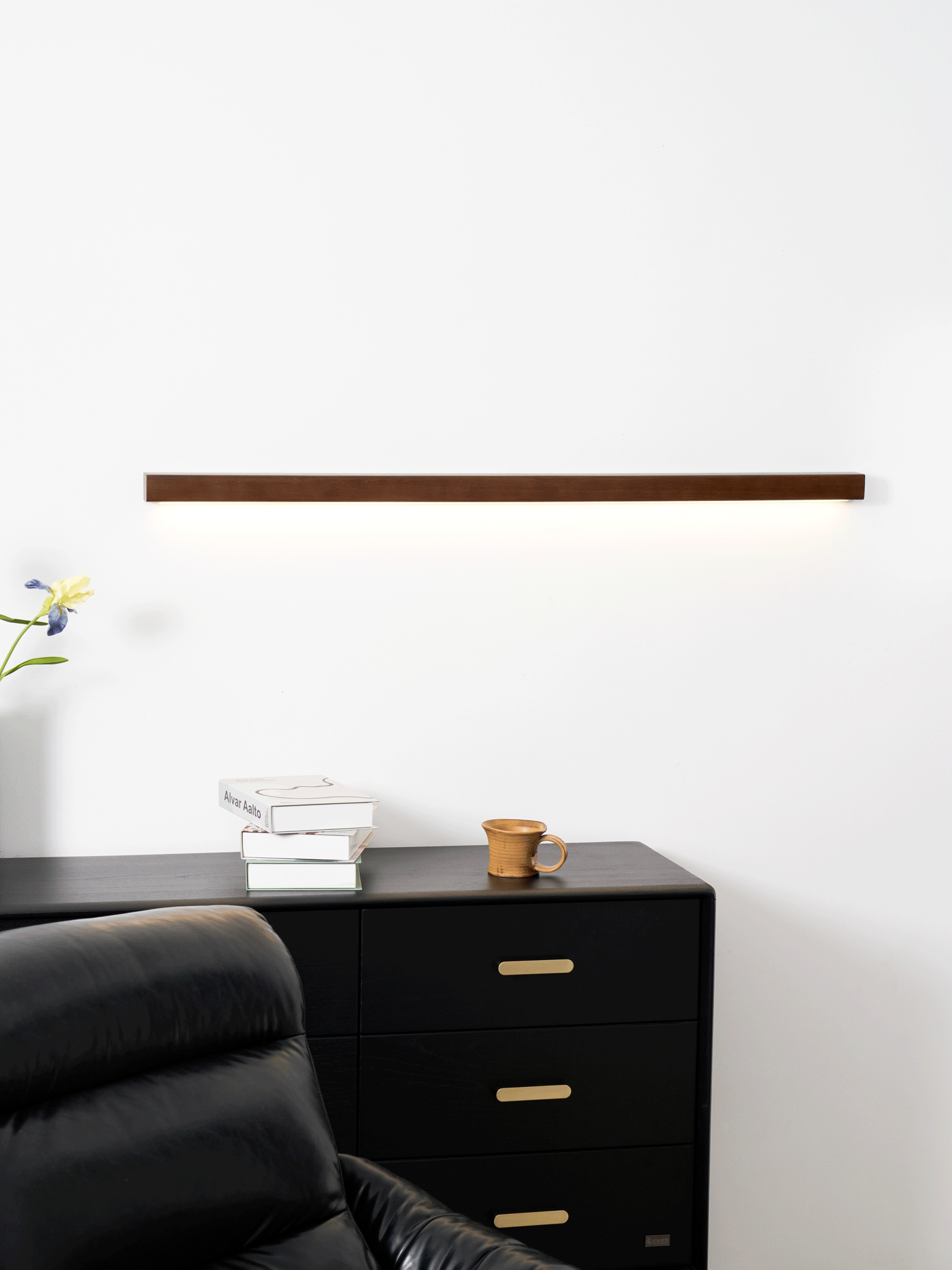 Slim Linear Wood Nordic Inspired Wall Light