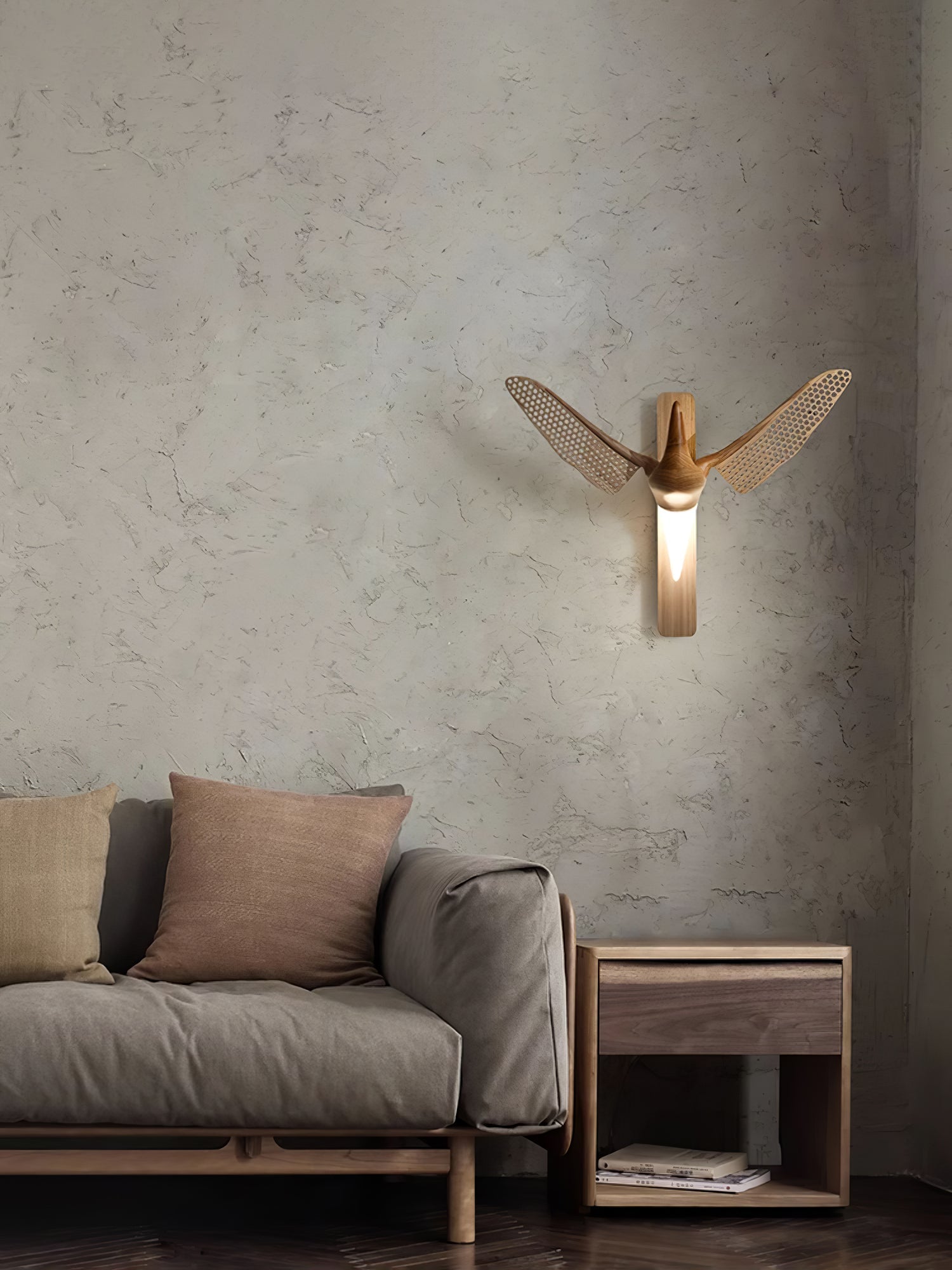 Wood Bird Sculptural Nordic Inspired Wall Light