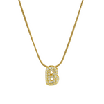 Load image into Gallery viewer, Diamond Bubble Letter Initial Necklace