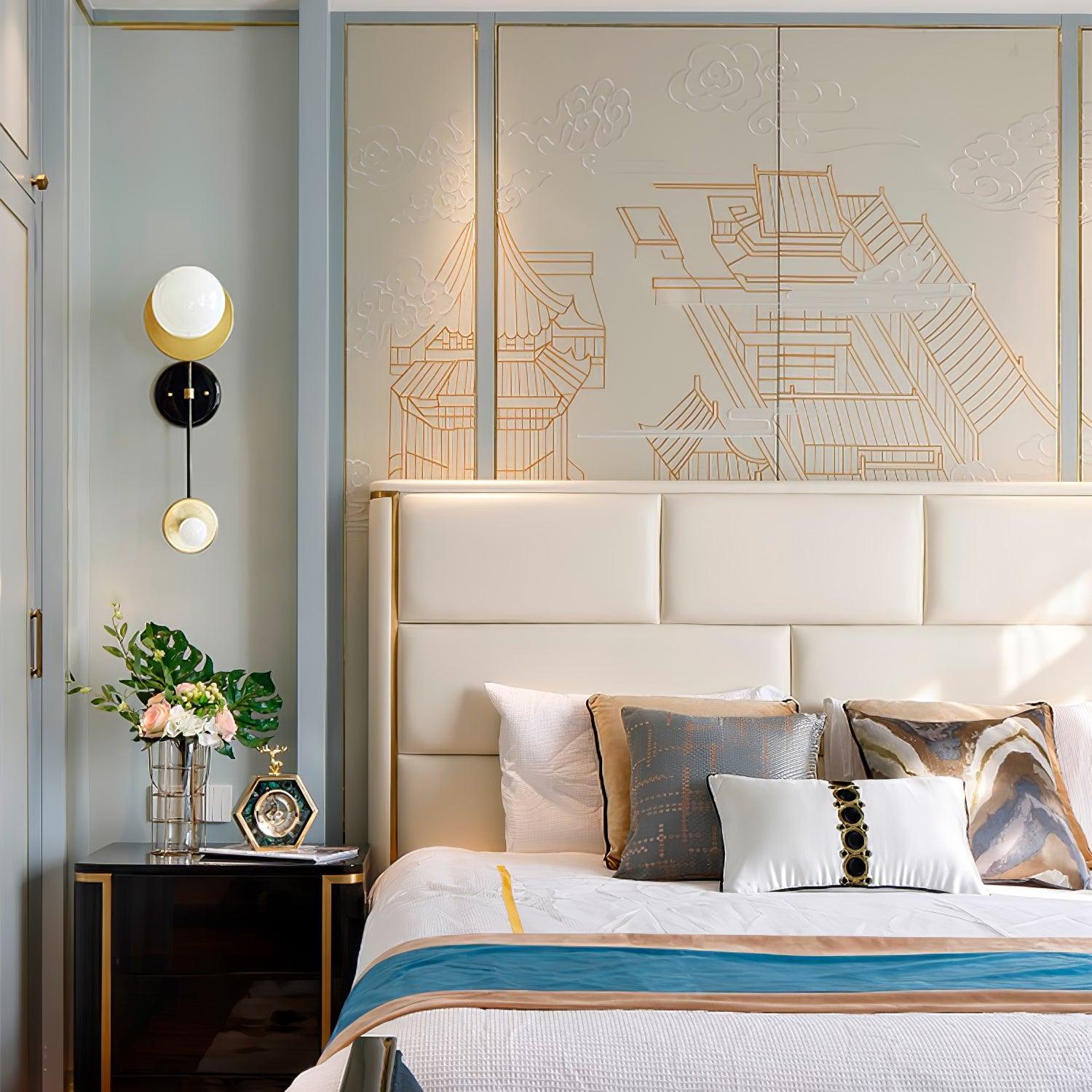 Marble Balance Scale Brass Finish Wall Sconce