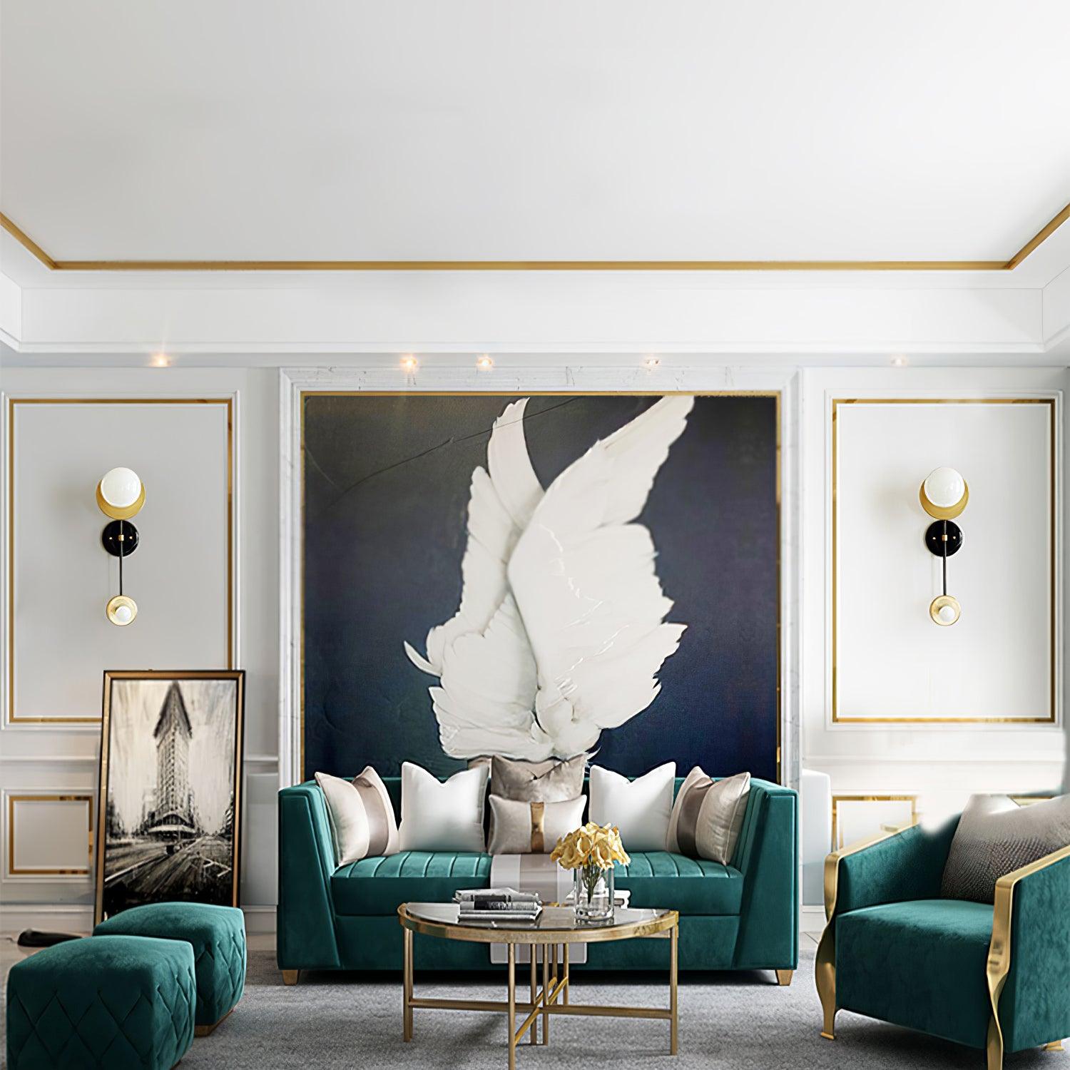 Marble Balance Scale Brass Finish Wall Sconce