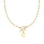 Load image into Gallery viewer, Paperclip Letter Initial Circle Lock Clasp Necklace