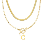 Load image into Gallery viewer, 2pc Paperclip Initial Toggle Clasp & Herringbone Necklace Set