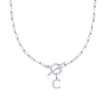 Load image into Gallery viewer, Paperclip Letter Initial Circle Lock Clasp Necklace