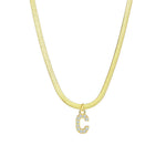 Load image into Gallery viewer, Dainty Diamond Letter Initial Herringbone Necklace