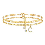 Load image into Gallery viewer, 2pc 14k Diamond Letter Initial Anklet