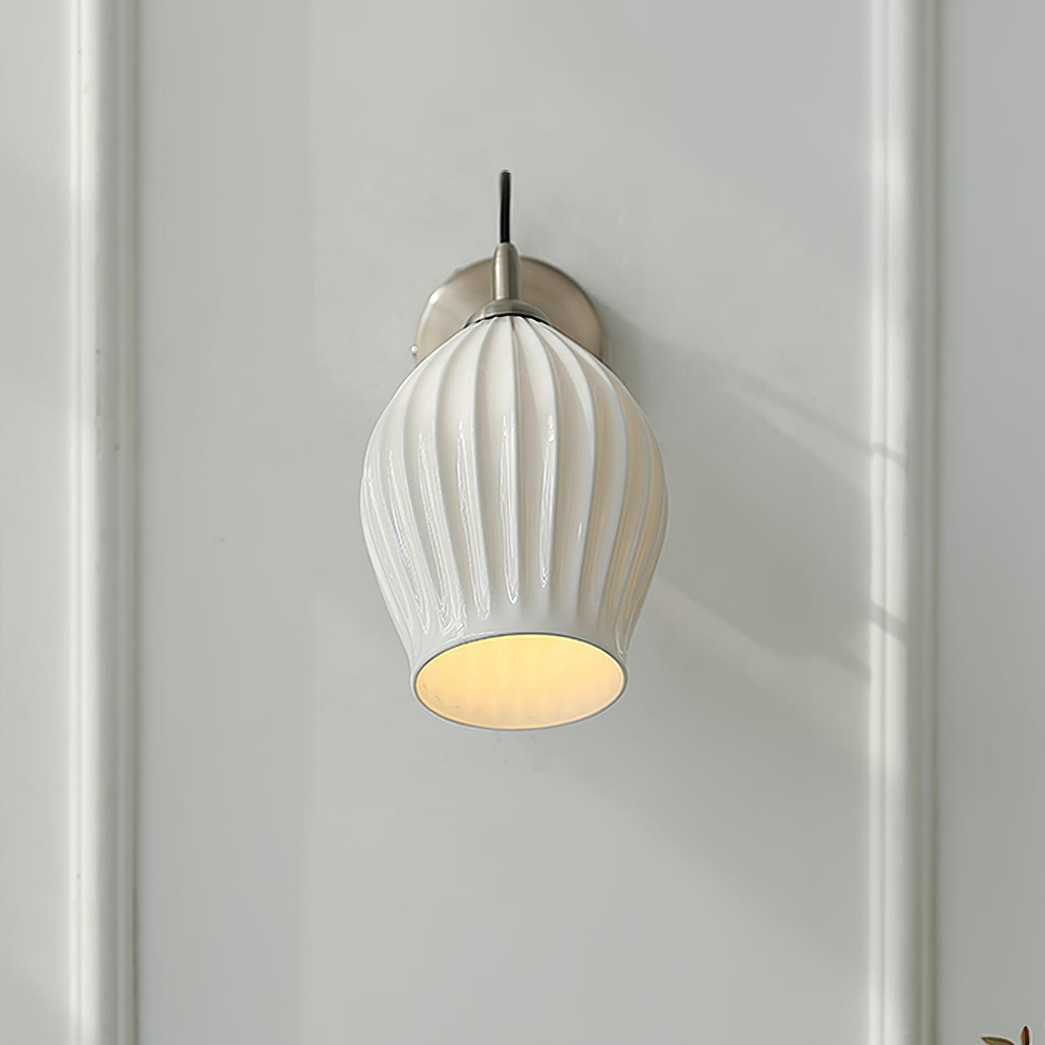 Ceramic Ribbed Nordic Inspired Wall Light