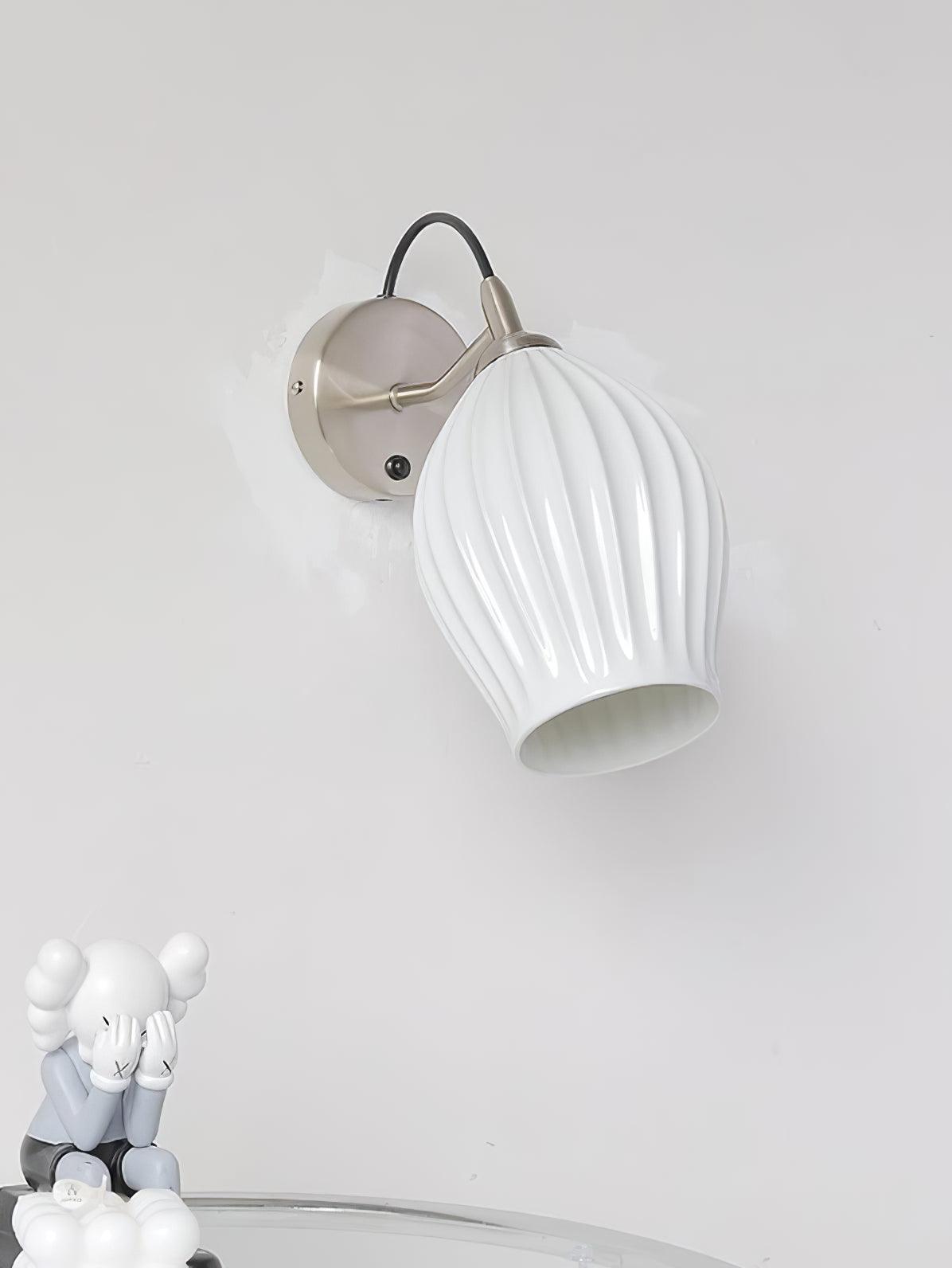 Ceramic Ribbed Nordic Inspired Wall Light