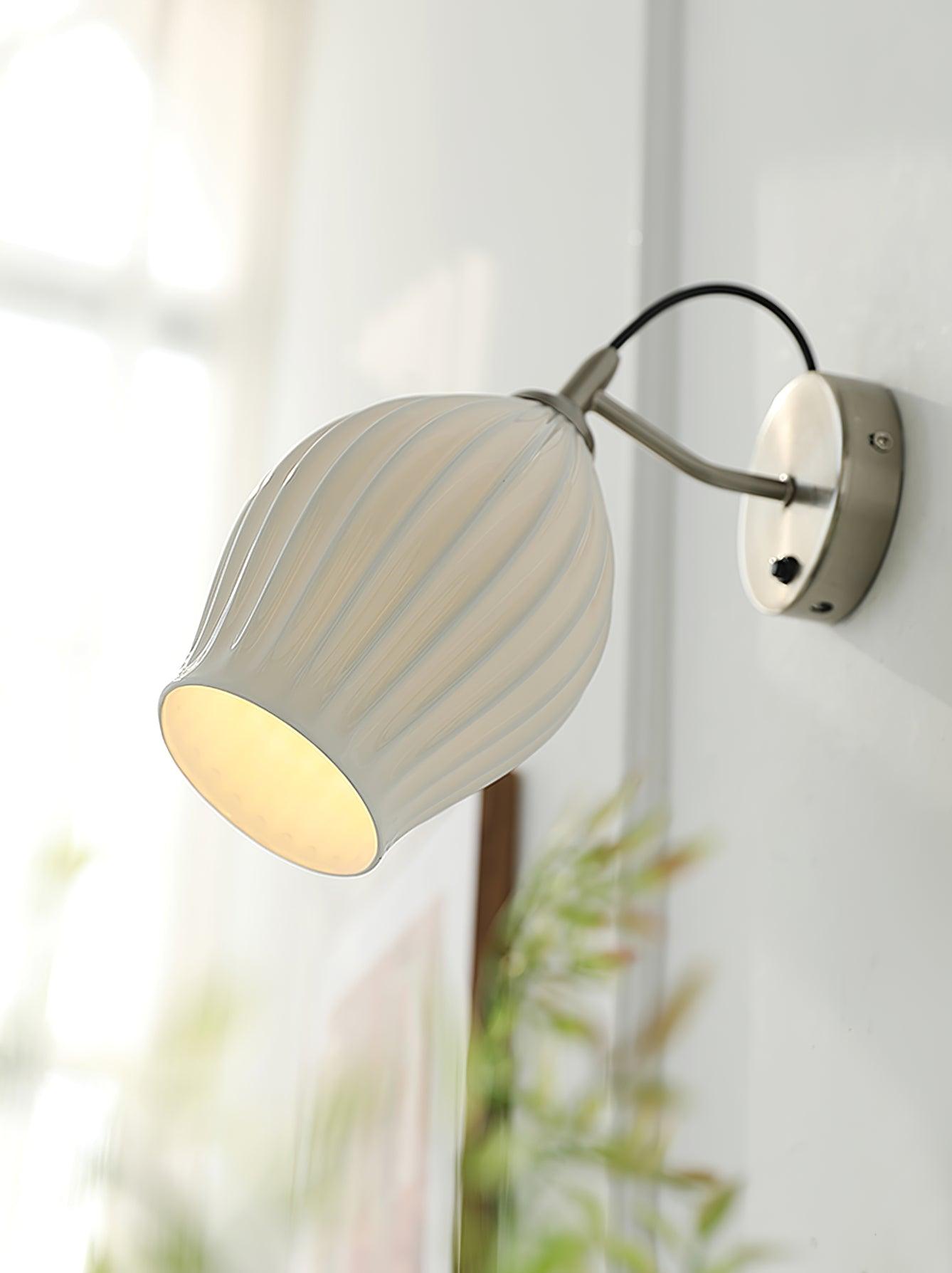 Ceramic Ribbed Nordic Inspired Wall Light