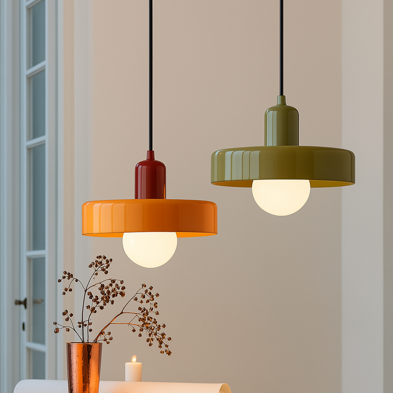 Mid Century Modern Colored Glass Pendant Light