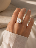 Load image into Gallery viewer, Zodiac Sign Large Pearl Statement Ring