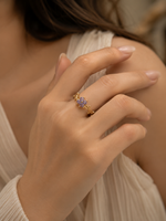 Load image into Gallery viewer, Adjustable Amethyst Violet Floral Ring