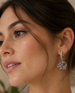 Load image into Gallery viewer, Dainty Colorful Diamond Elephant Outline Earrings
