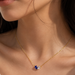 Load image into Gallery viewer, Dainty Dual Birthstone Heart Necklace