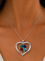 Load image into Gallery viewer, Personalized Names & Birthstones Heart Pendant Necklace