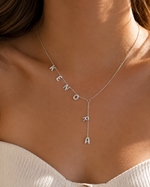 Load image into Gallery viewer, Dainty Bubble Lariat Name Necklace