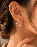 Load image into Gallery viewer, Classy Floral Pink Diamond Earrings