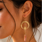 Load image into Gallery viewer, Homa Tangerine Quartz Stone Crescent Moon Earrings