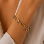 Load image into Gallery viewer, Classy Two Tone Textured Silver Bracelet