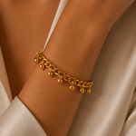 Load image into Gallery viewer, 18k Elegant Beaded Cuban Link Bracelet