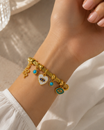 Load image into Gallery viewer, Boho Evil Eye Rope Bangle Bracelet