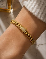 Load image into Gallery viewer, 14k Chunky Diamond Accented Clasp Cuban Link Bracelet