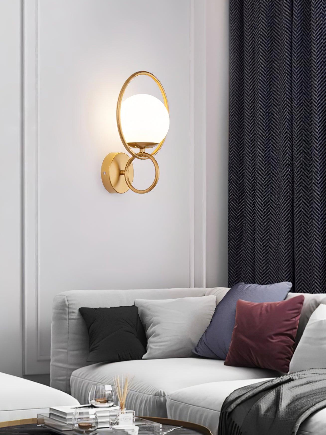 Circle Contemporary Brass Finish Wall Lamp