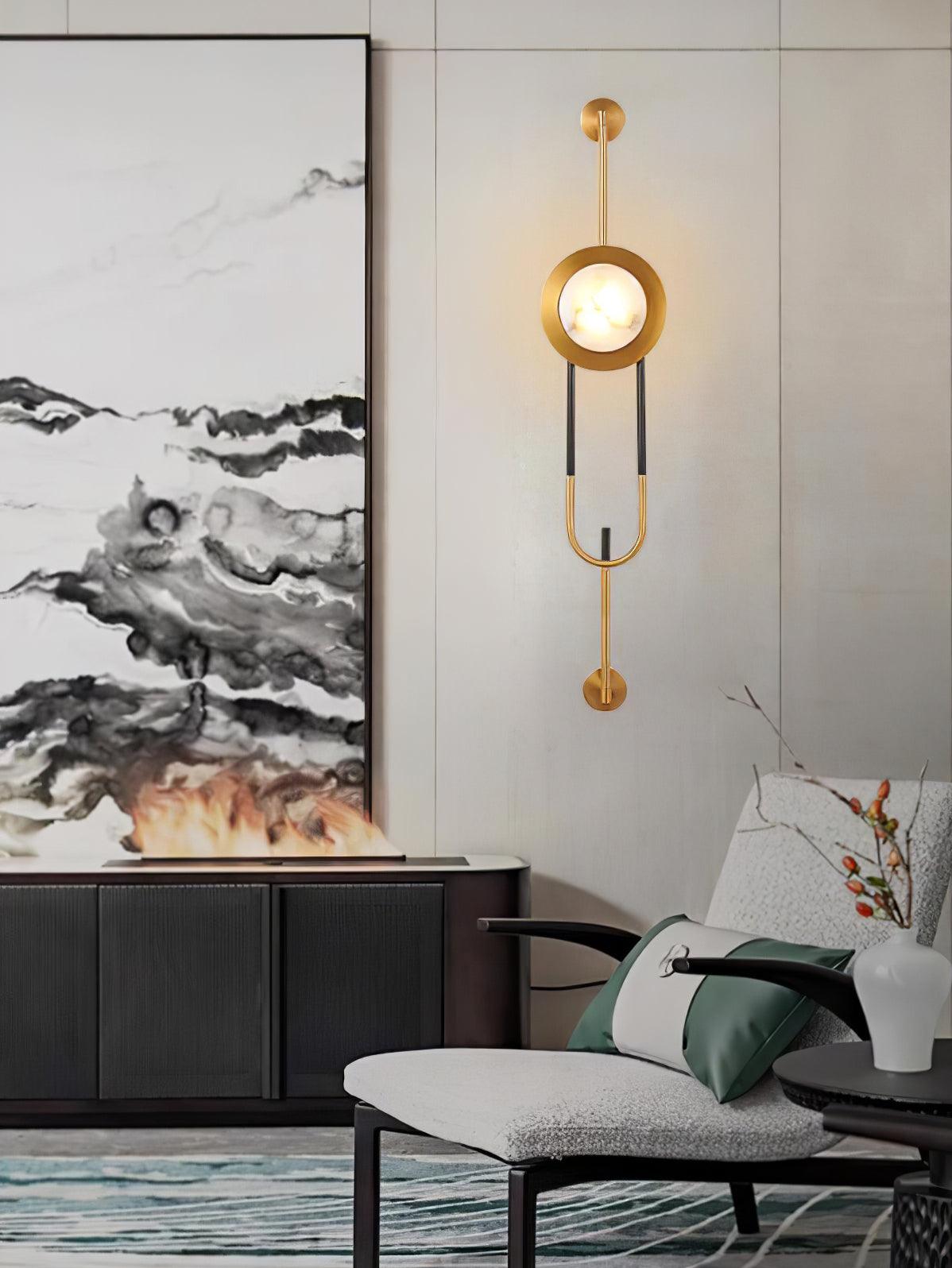 Circular Marble Gold Tone Finish Wall Light