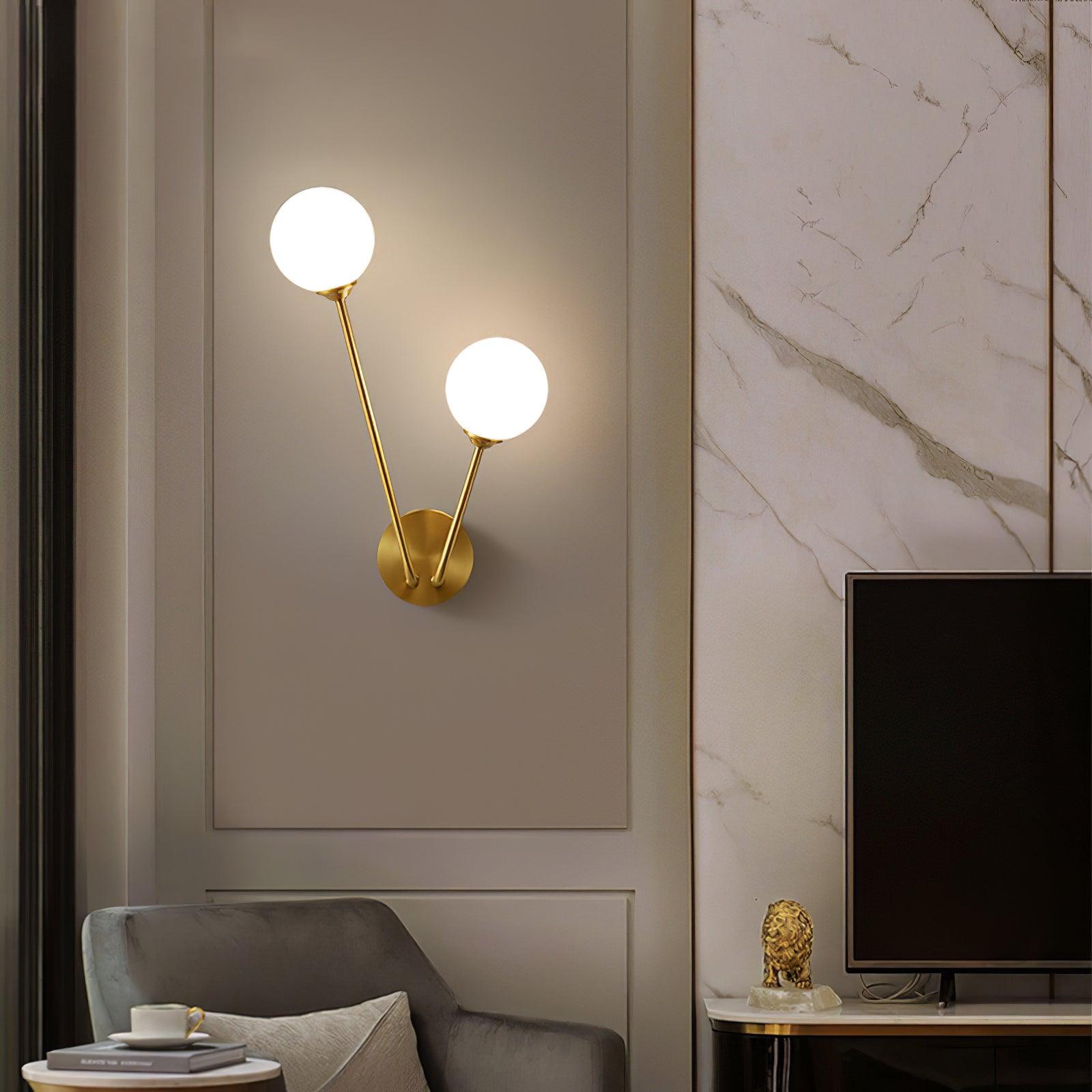 Brass Crystal Branch Contemporary Wall Light