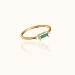 Load image into Gallery viewer, Fen Dainty Baguette Ring with Green Zirconia