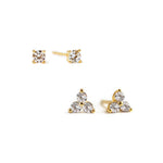 Load image into Gallery viewer, Tiny Clover Pave Stud Earrings Set