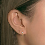Load image into Gallery viewer, Pave Pearl Huggie Earrings