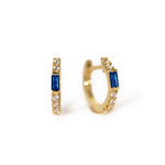 Load image into Gallery viewer, Baguette Huggie Earrings (Blue Sapphire)
