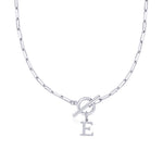 Load image into Gallery viewer, Paperclip Letter Initial Circle Lock Clasp Necklace