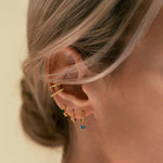 Load image into Gallery viewer, Gemstone Baguette Huggie Earrings (Emerald)