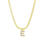 Load image into Gallery viewer, Dainty Diamond Letter Initial Herringbone Necklace