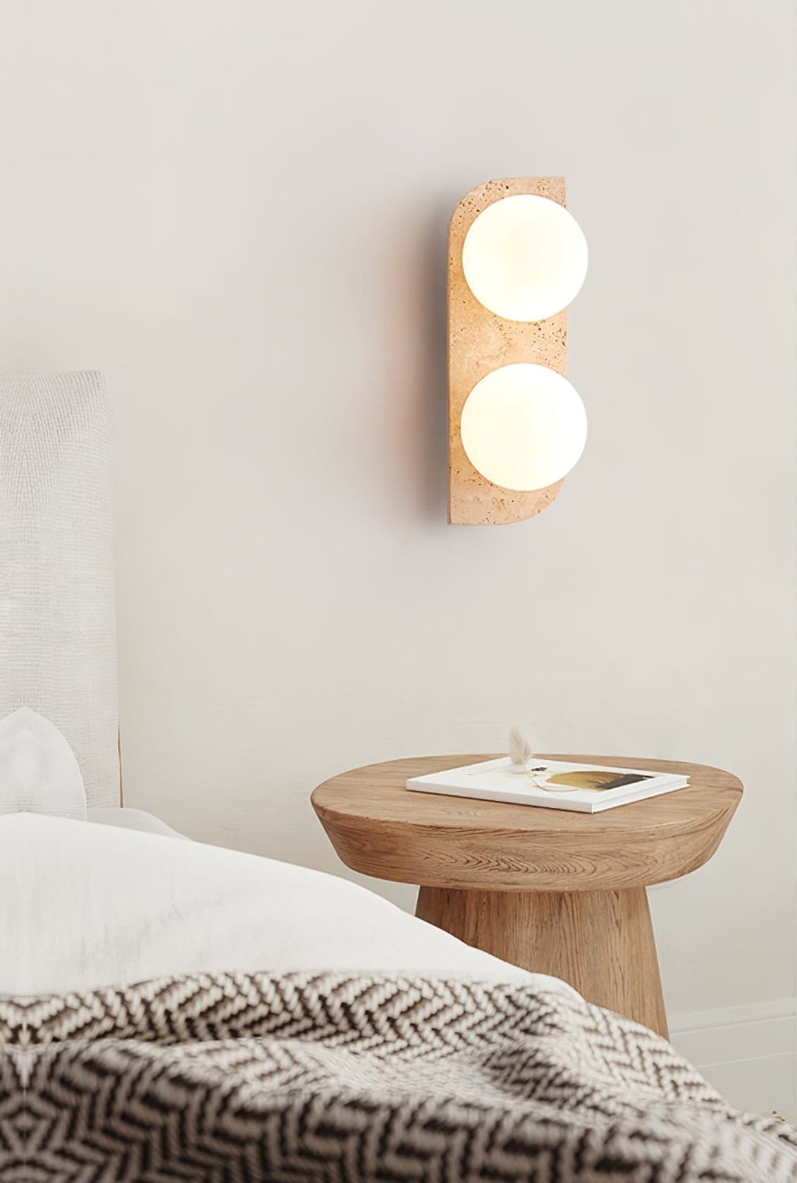 Spherical Travertine Contemporary Wall Light