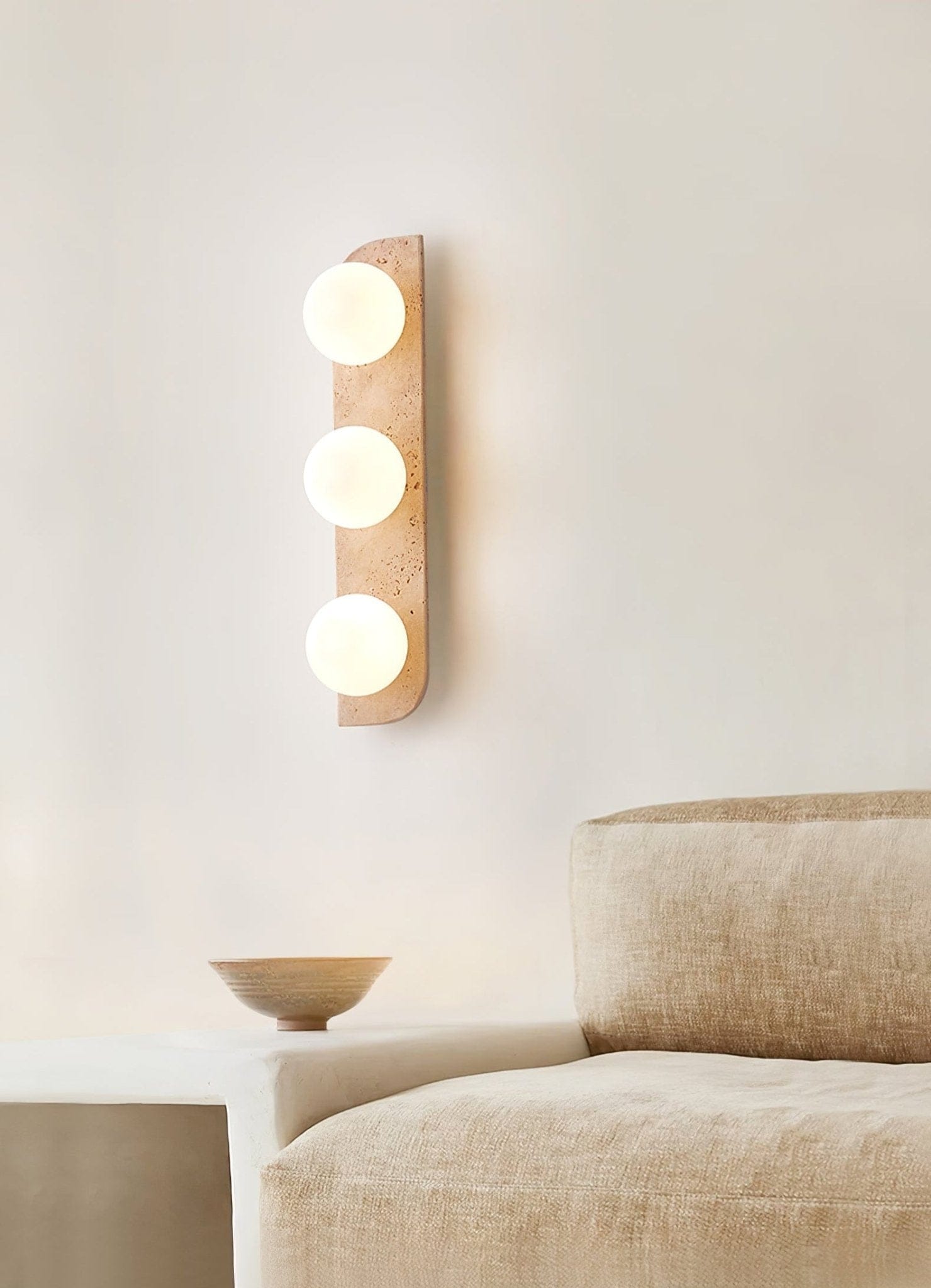 Spherical Travertine Contemporary Wall Light