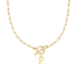Load image into Gallery viewer, Paperclip Letter Initial Circle Lock Clasp Necklace